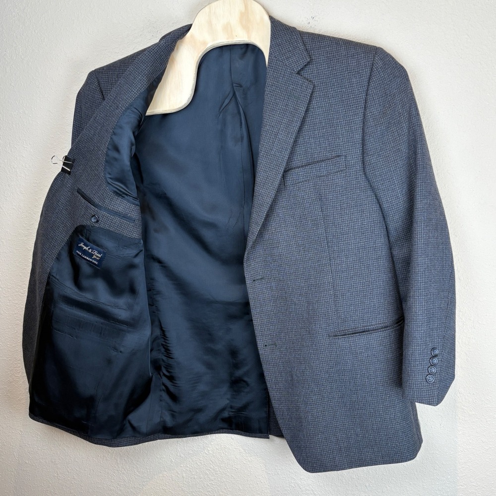 Joseph & Feiss Mens 44 Regular Blazer‎ Blue 100% Lambswool Weave Sport Coat